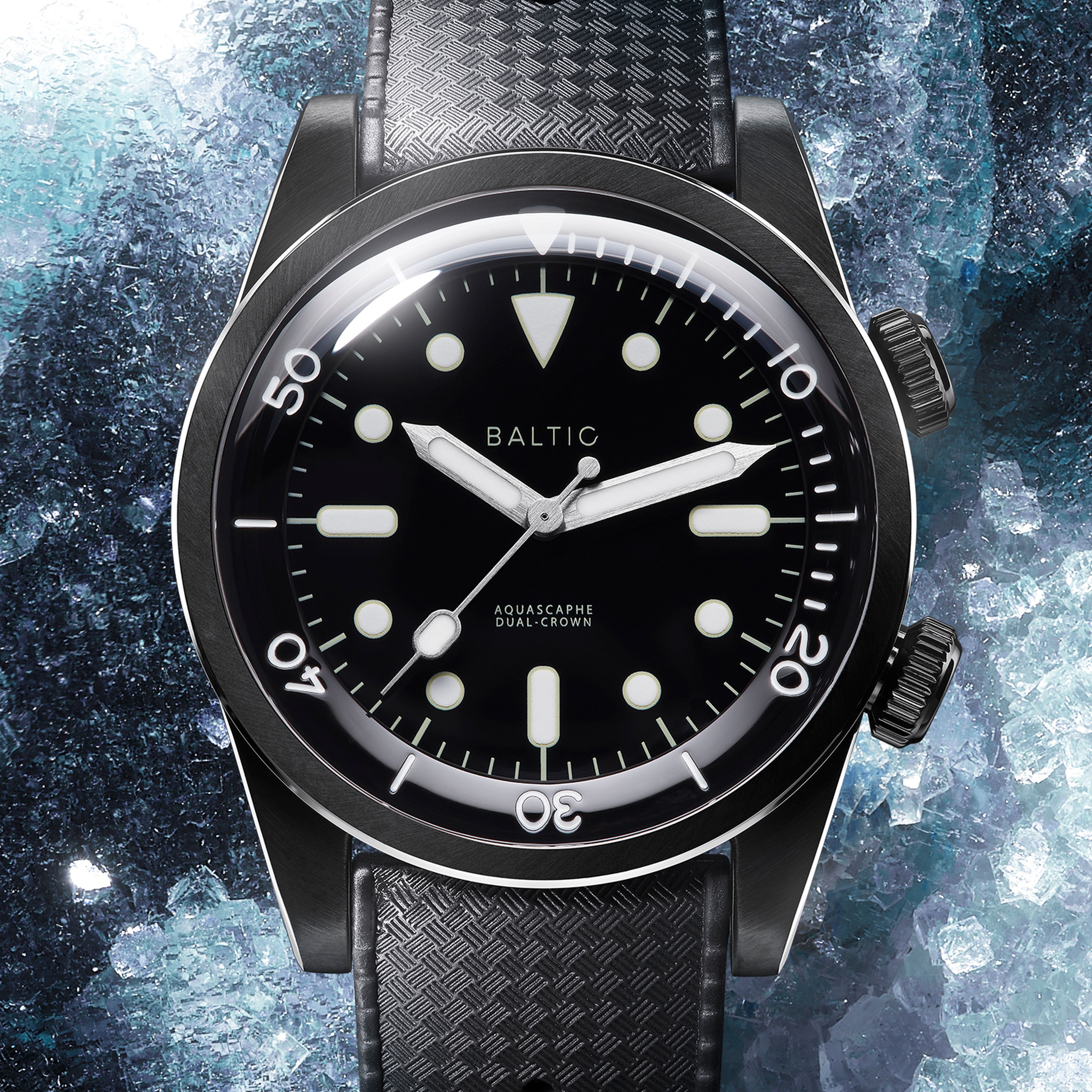 Aquascaphe DualCrown PVD Black Baltic Watches