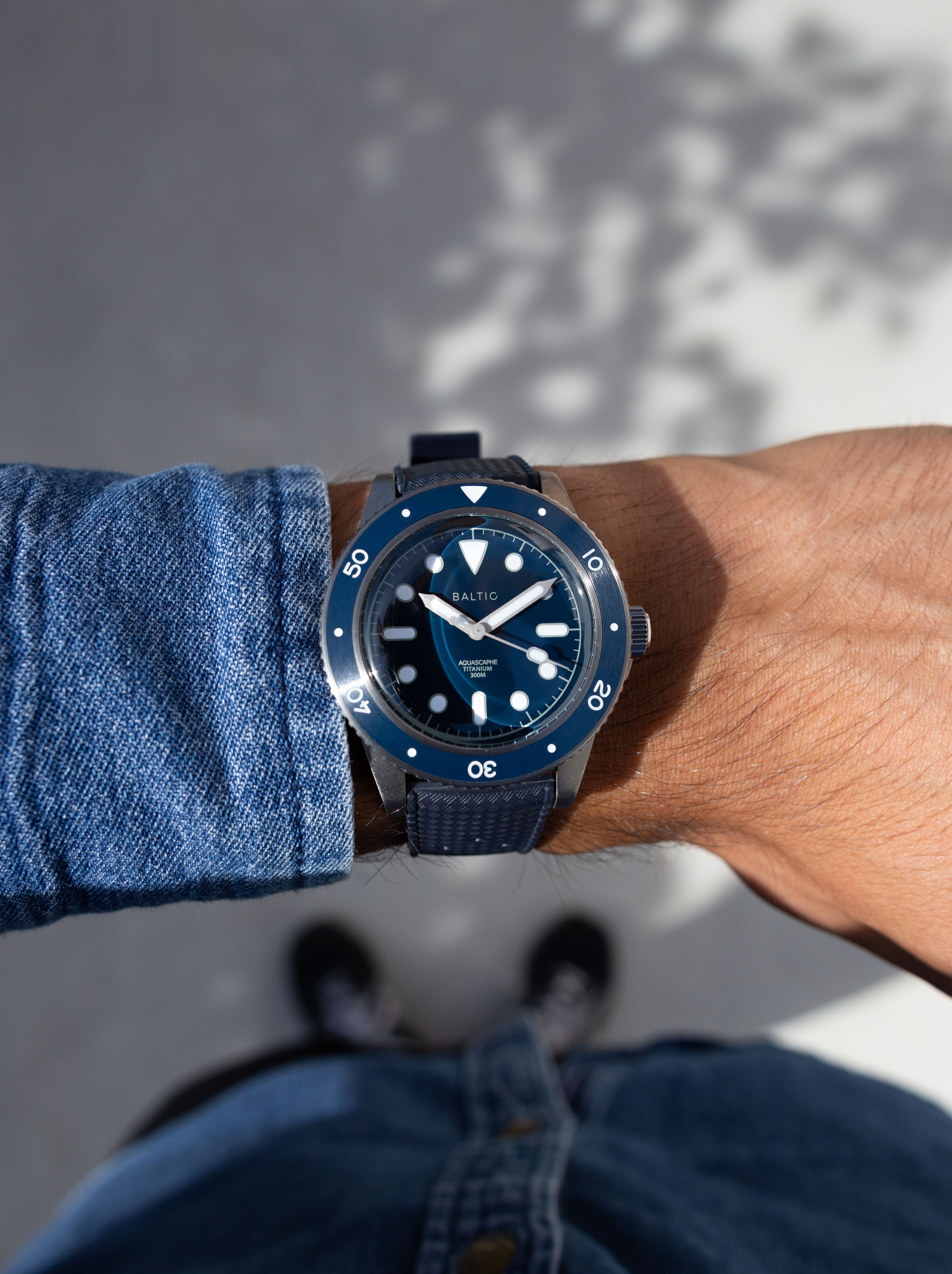 Blue titanium watch on sale