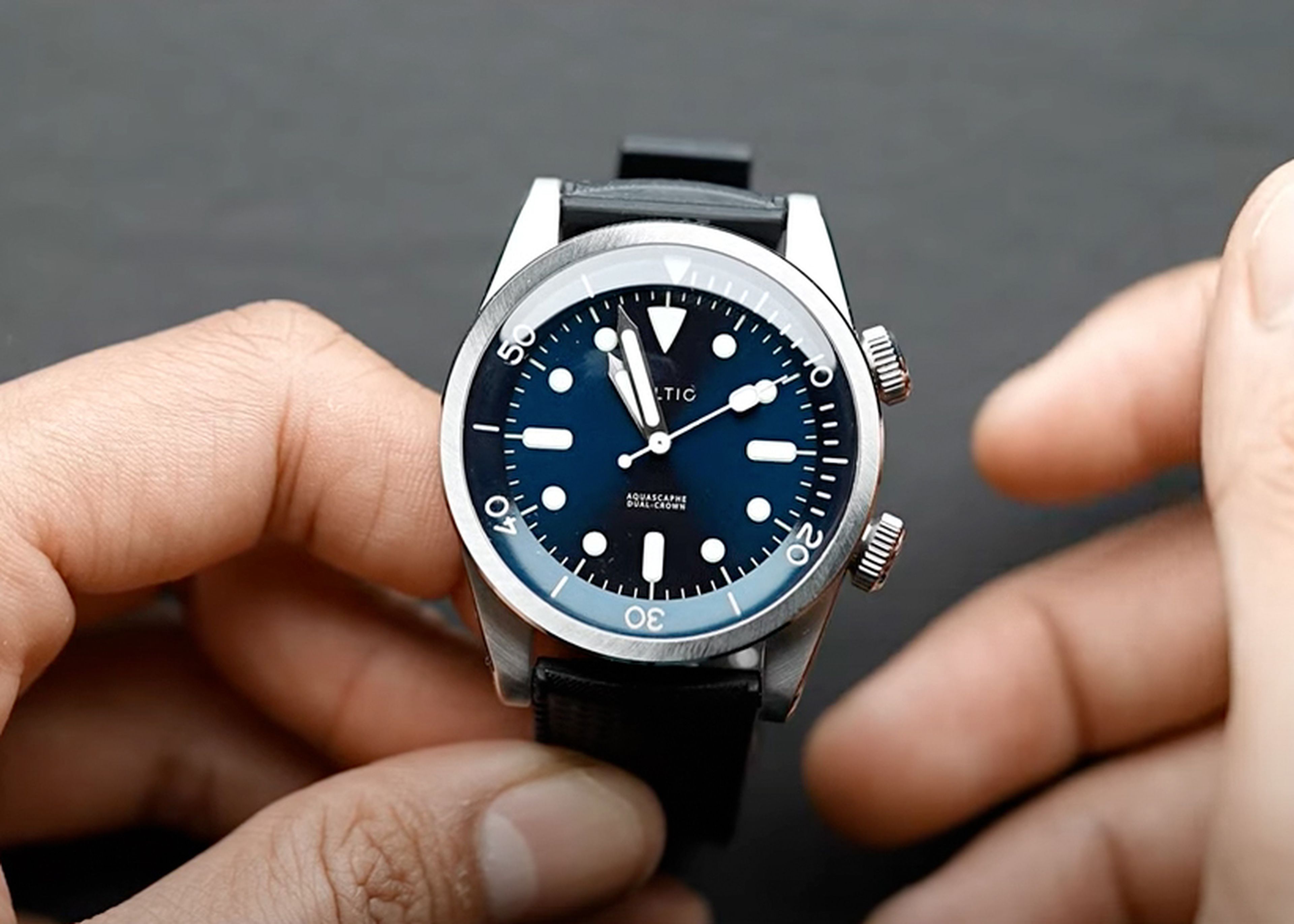 Aquascaphe DualCrown Black Baltic Watches